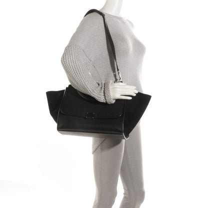 Celine Drummed Calfskin Suede Medium Trapeze Black 2 of 8