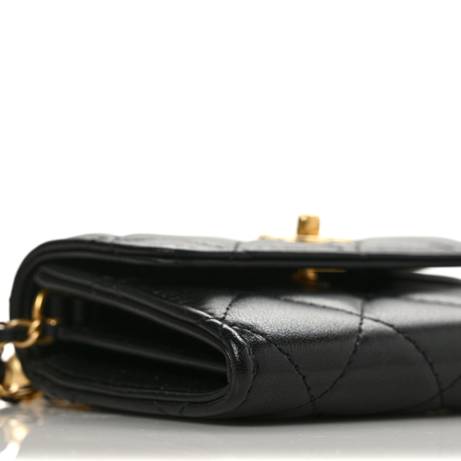 Chanel Lambskin Quilted Pearl Crush Clutch With Chain Black 7 of 8