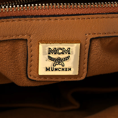 MCM Visetos Studded Boston Satchel Cognac 6 of 10