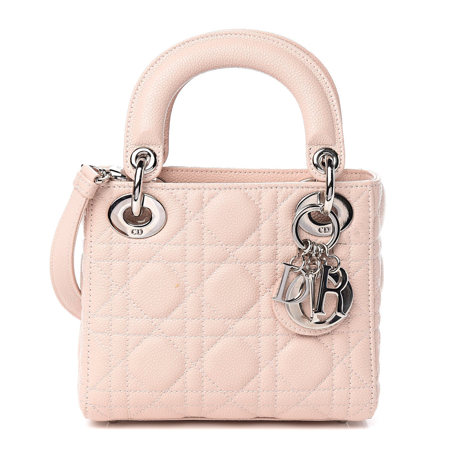 Christian Dior Grained Calfskin Cannage Mini Lady Dior Rose Poudre 1 of 10