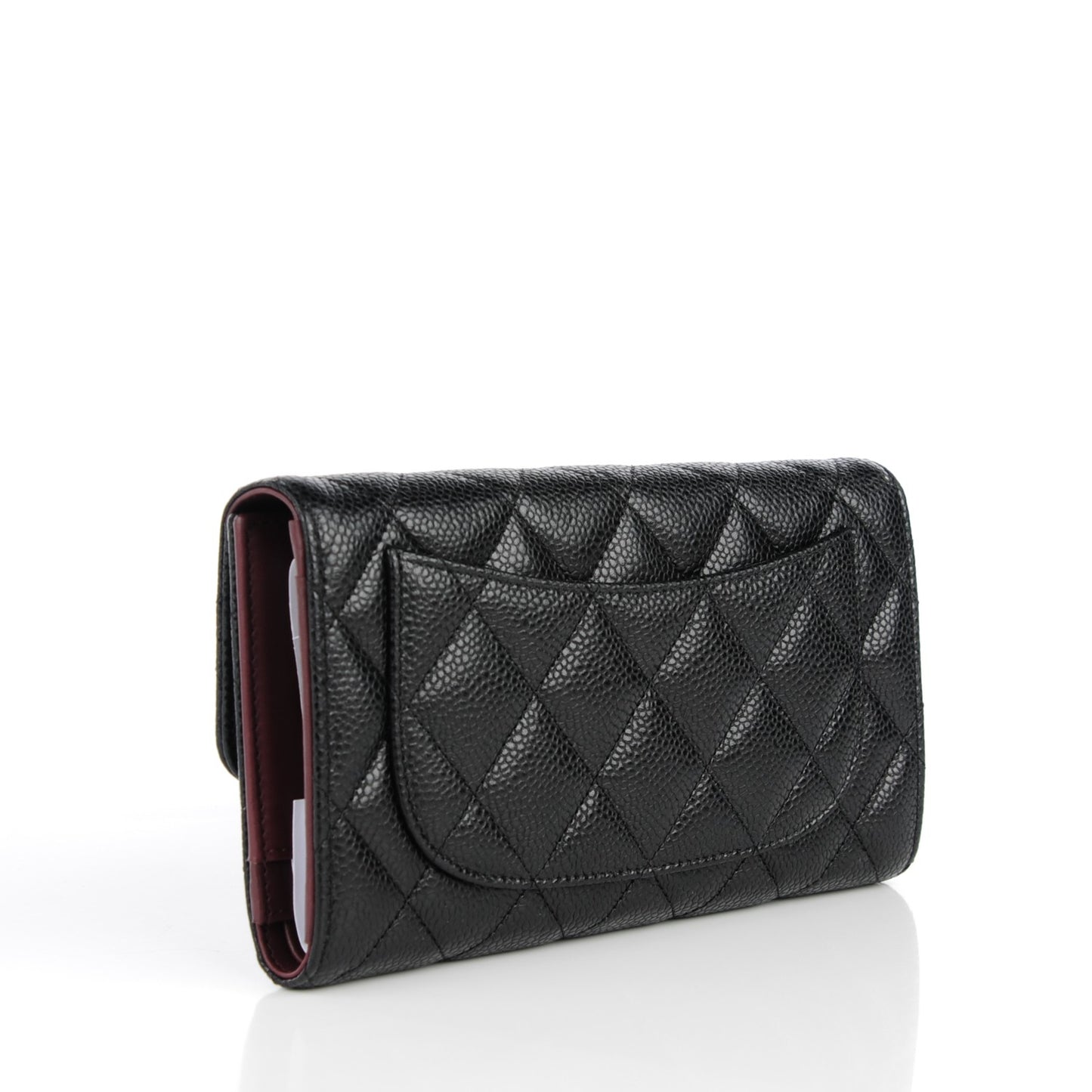 Caviar Quilted Large Flap Wallet Black