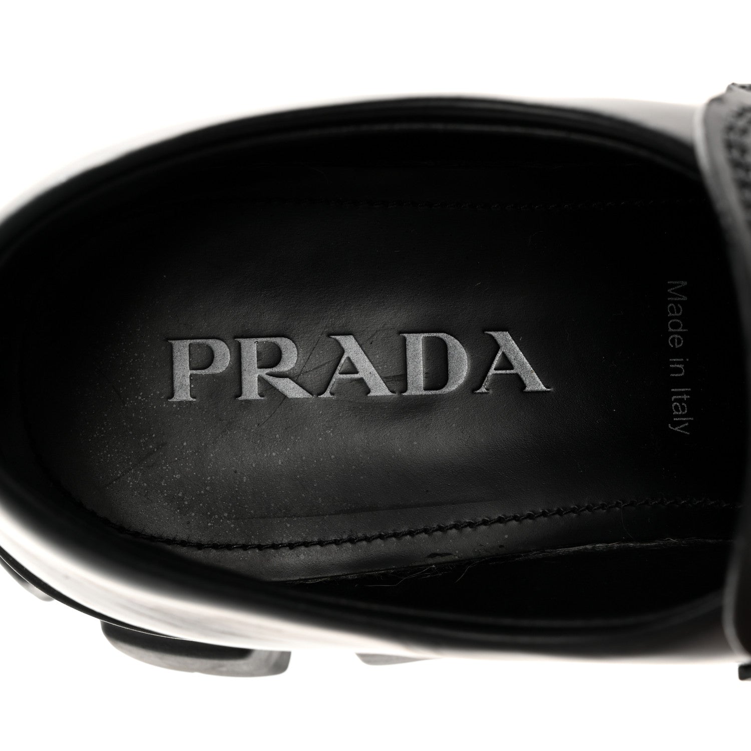 Prada Spazzolato Rois Metal Triangle Logo Mens Monolith 60mm Loafers 6 Black 8 of 15