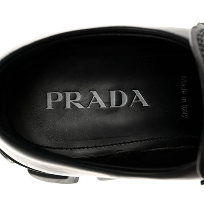 Prada Spazzolato Rois Metal Triangle Logo Mens Monolith 60mm Loafers 6 Black 8 of 15