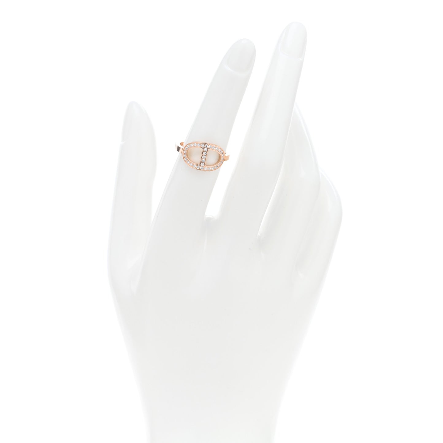 18K Rose Gold Diamond MM Chaine d'Ancre Contour Ring 52 6