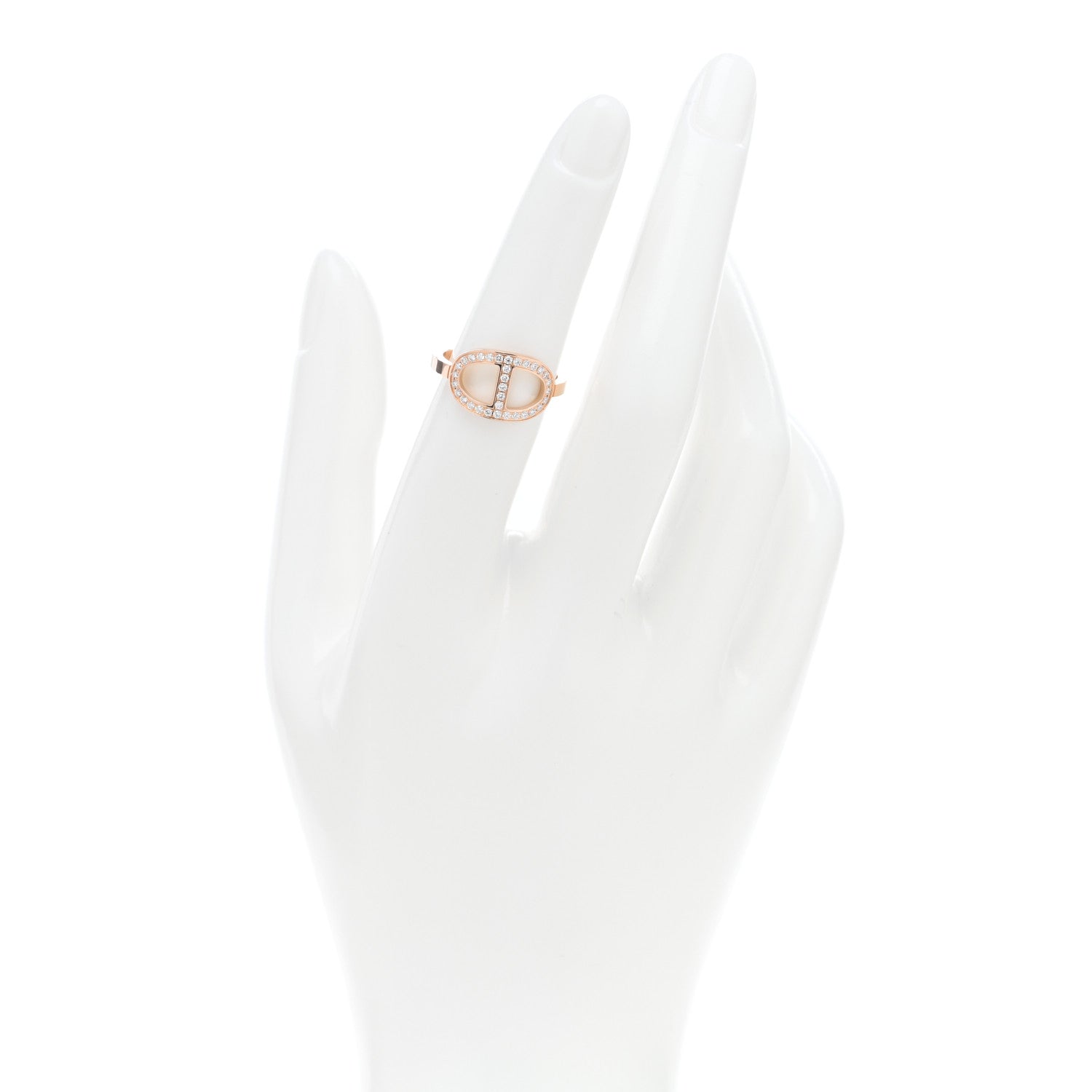 Hermes 18K Rose Gold Diamond MM Chaine d'Ancre Contour Ring 52 6 2 of 5