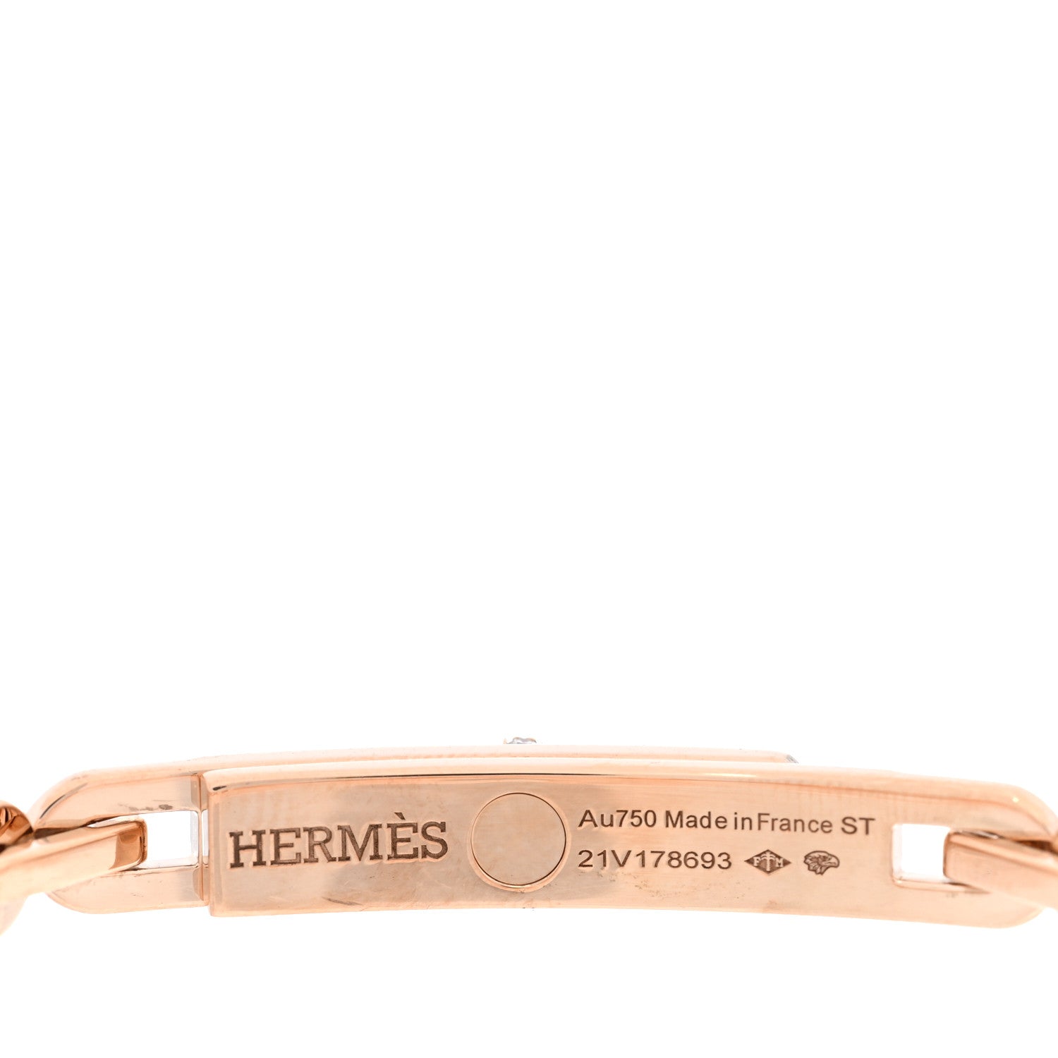 Hermes 18K Rose Gold Diamond Full Pave PM Kelly Chaine Bracelet ST 3 of 4