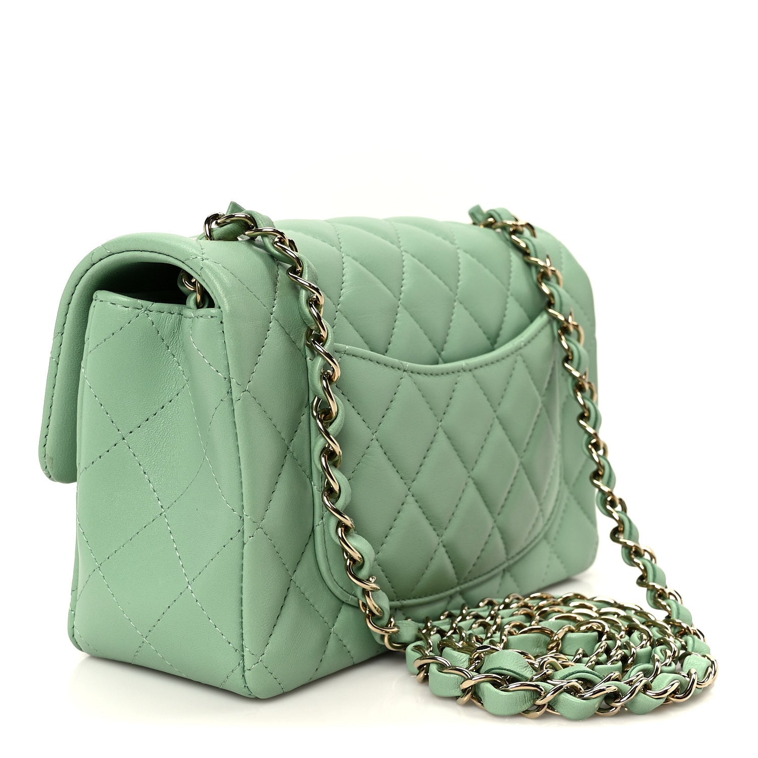 Chanel Lambskin Quilted Mini Rectangular Flap Green 3 of 12