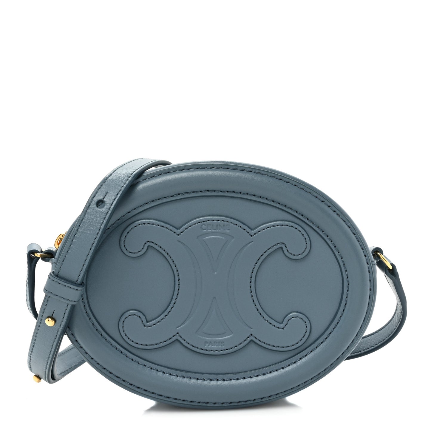 Smooth Calfskin Cuir Triomphe Oval Bag Denim