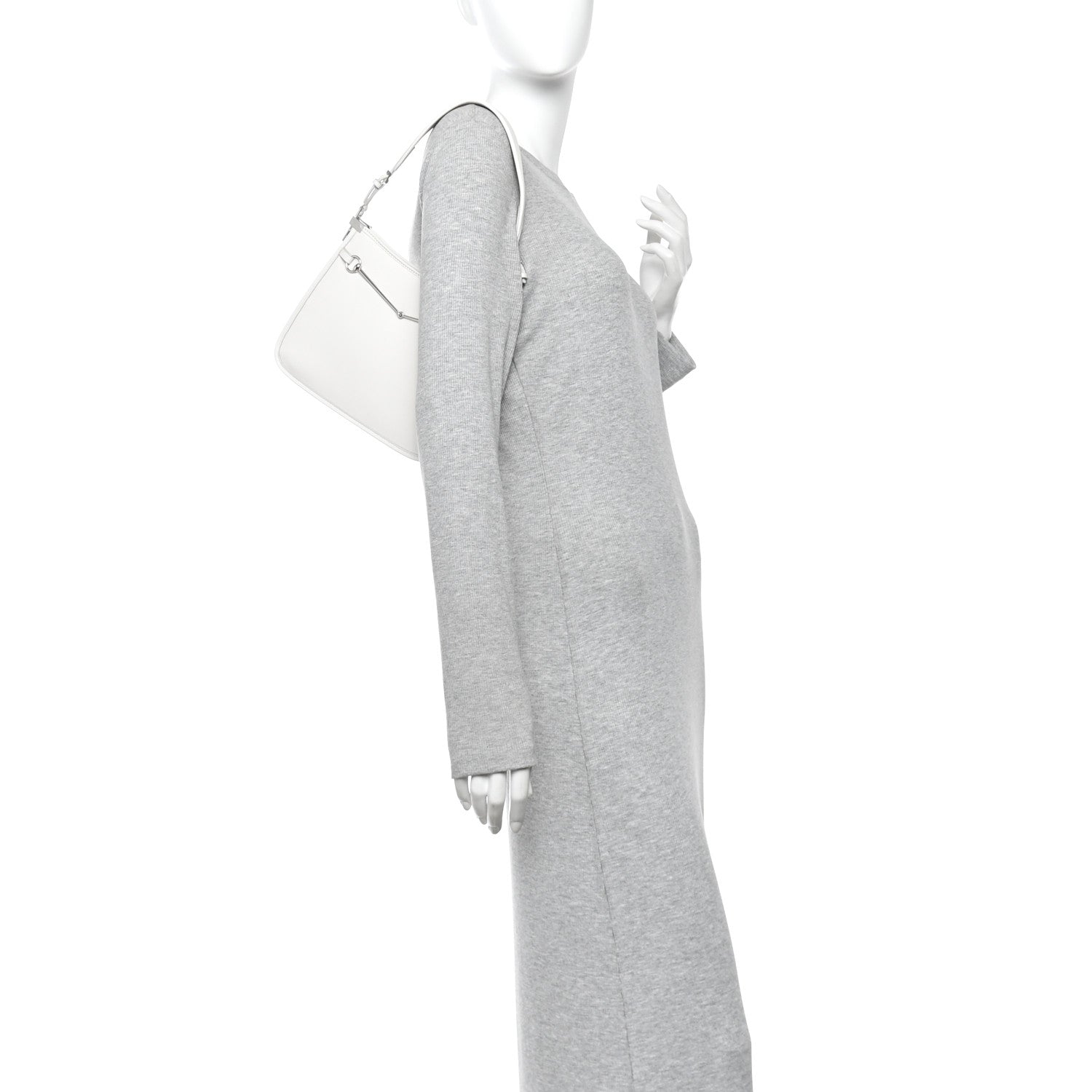 Gucci Calfskin Horsebit Slim Shoulder Bag White 2 of 10