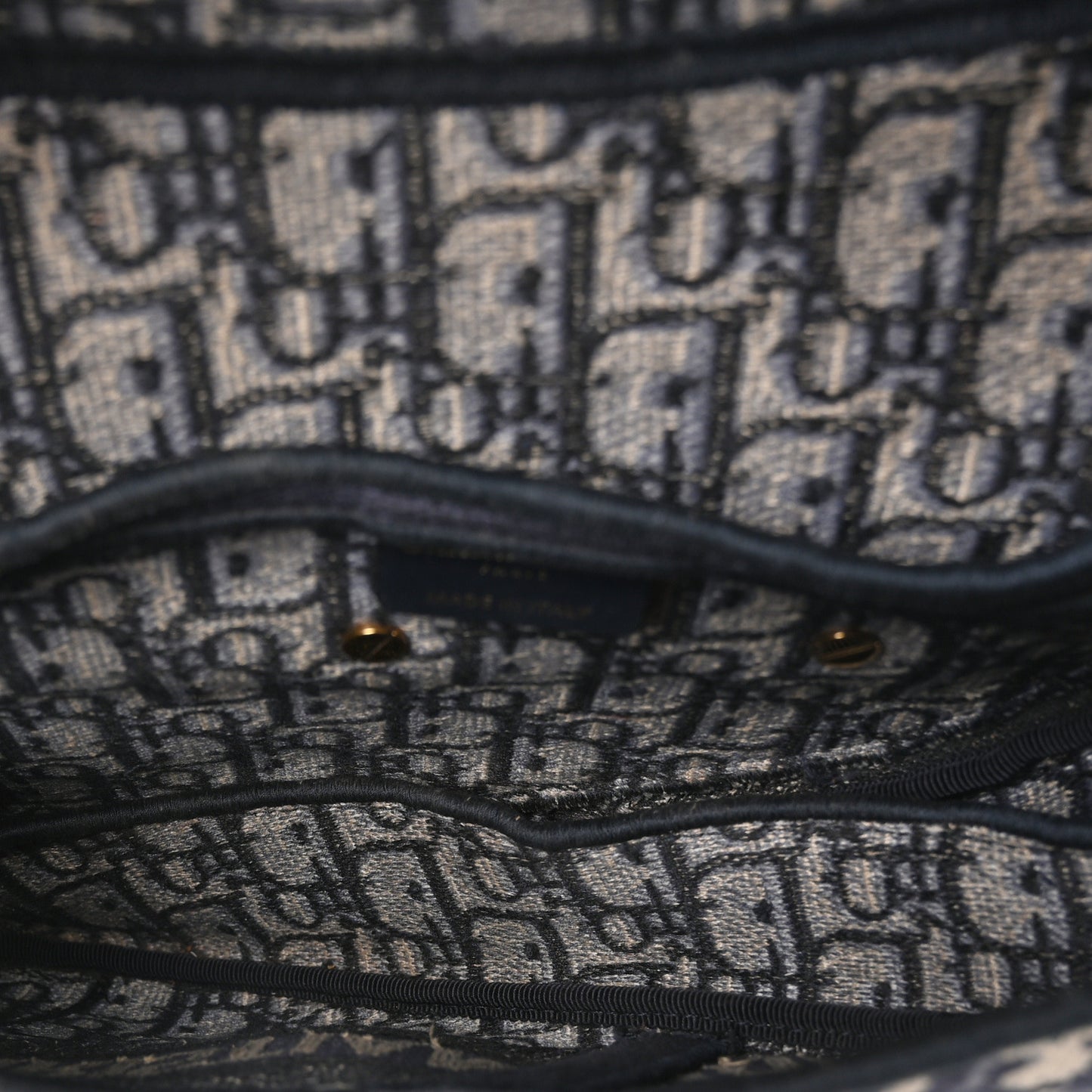 Oblique Embroidered Saddle Bag Blue