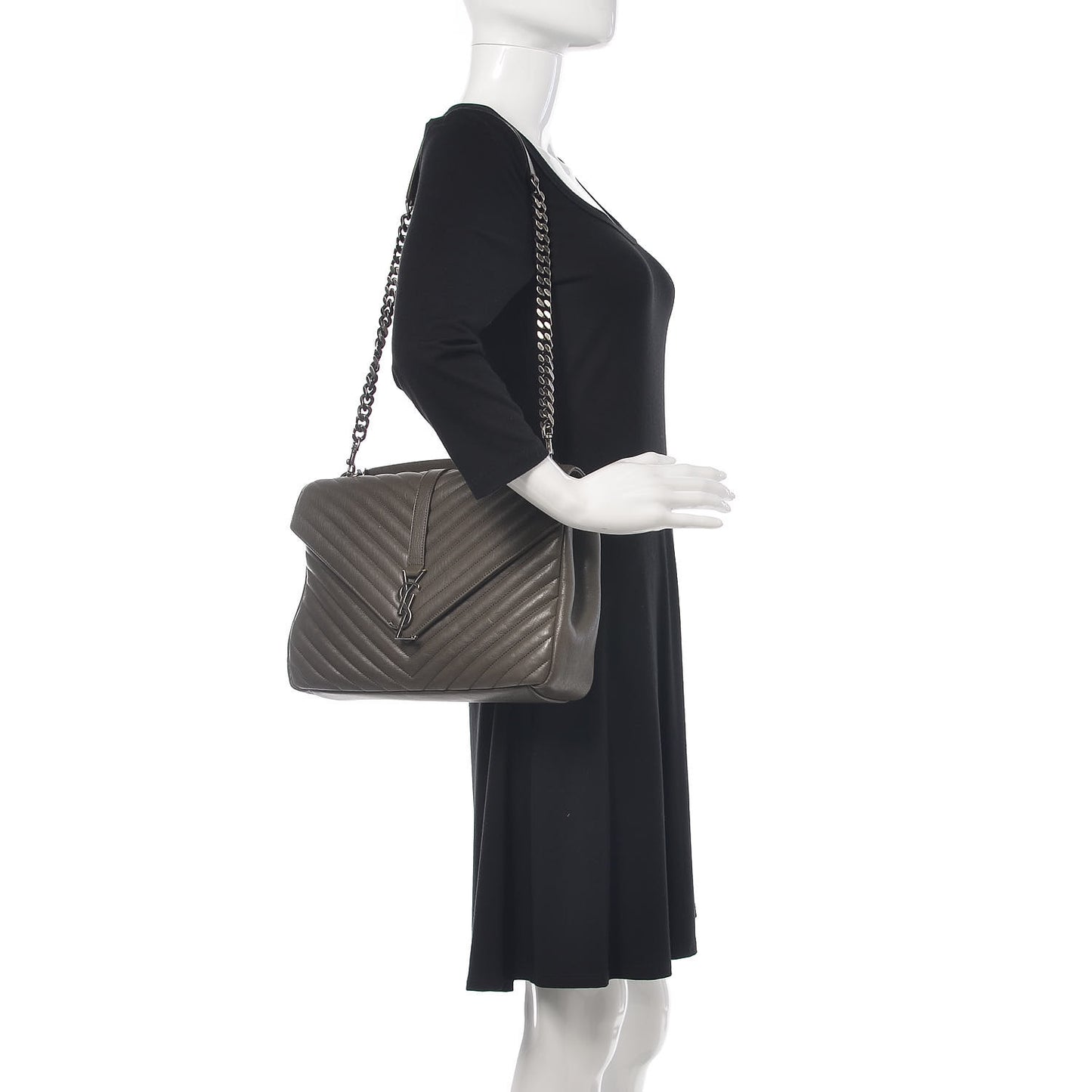 Sheepskin Matelasse Chevron Monogram Large College Satchel Bronze
