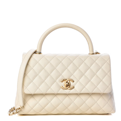 Chanel Caviar Quilted Small Coco Handle Flap White 1 of 10
