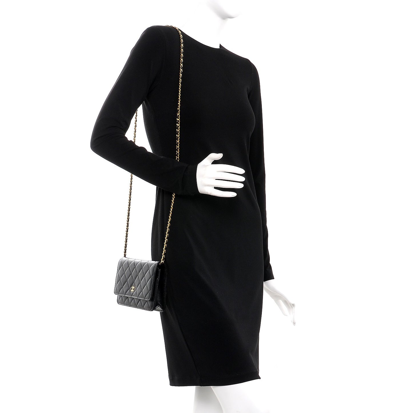 Caviar Quilted Wallet On Chain WOC Black