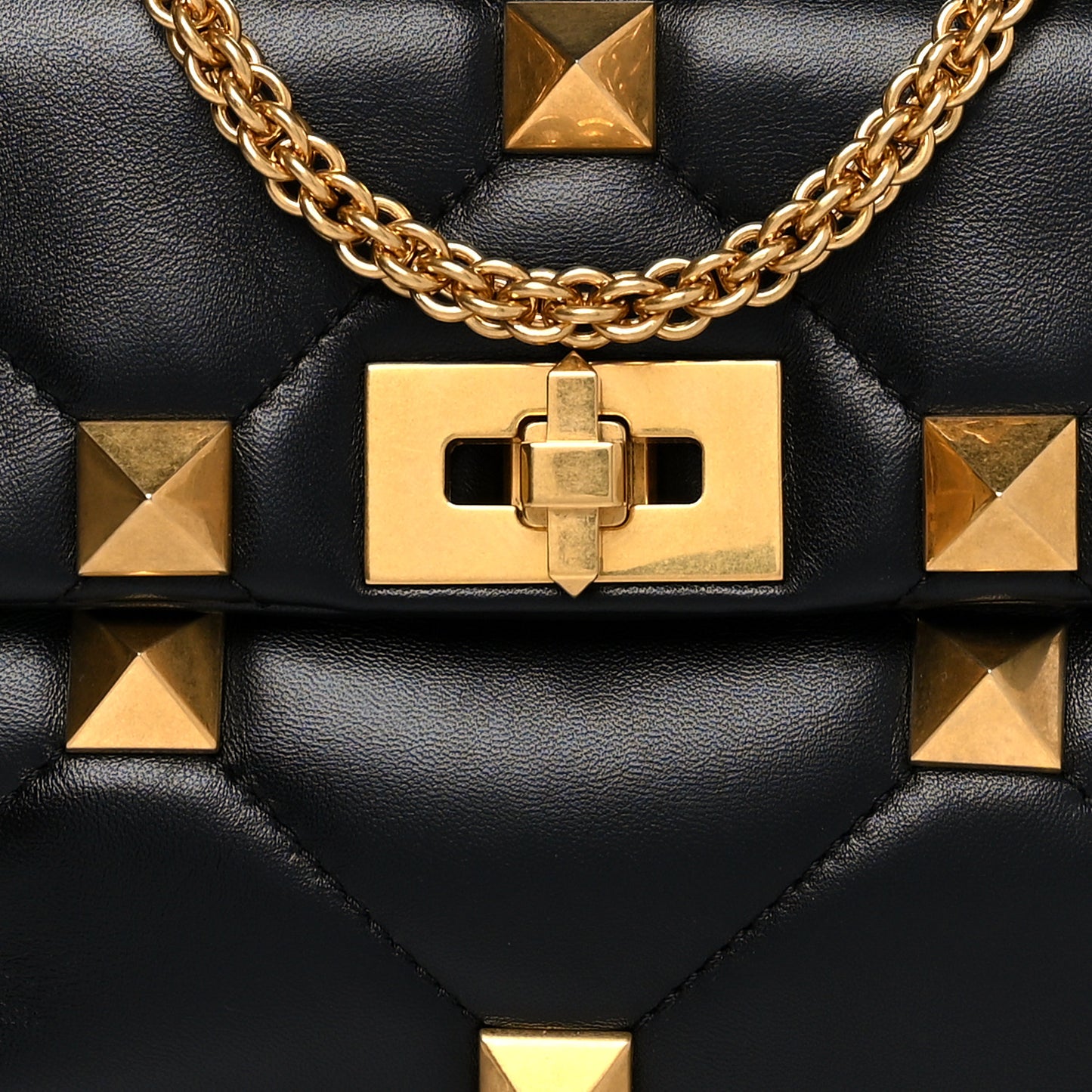 Nappa Medium Roman Stud Shoulder Bag Black