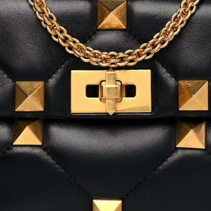 Valentino Garavani Nappa Medium Roman Stud Shoulder Bag Black 7 of 9