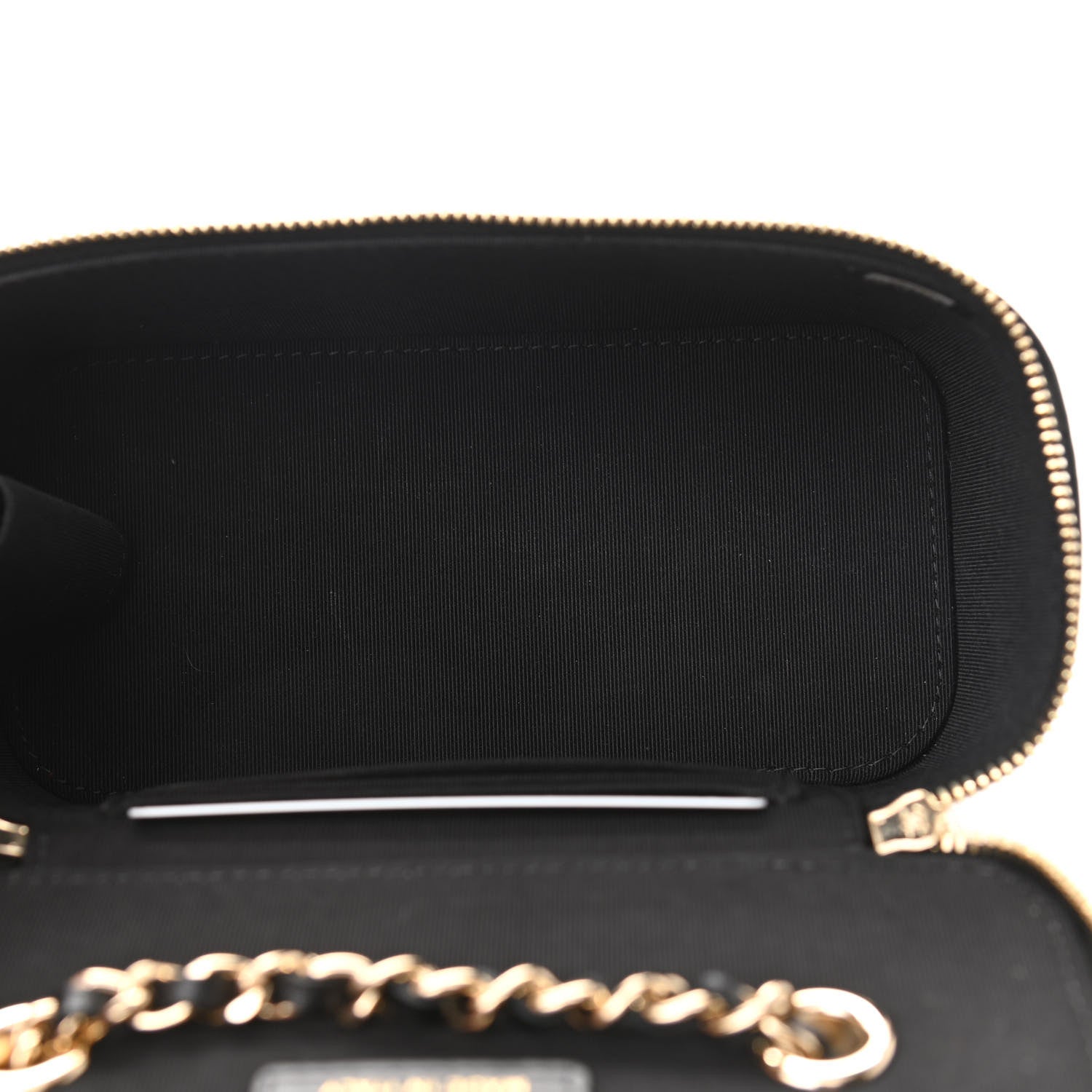 Chanel Lambskin Camellia Embossed Small Vanity Case With Chain Black 5 of 11