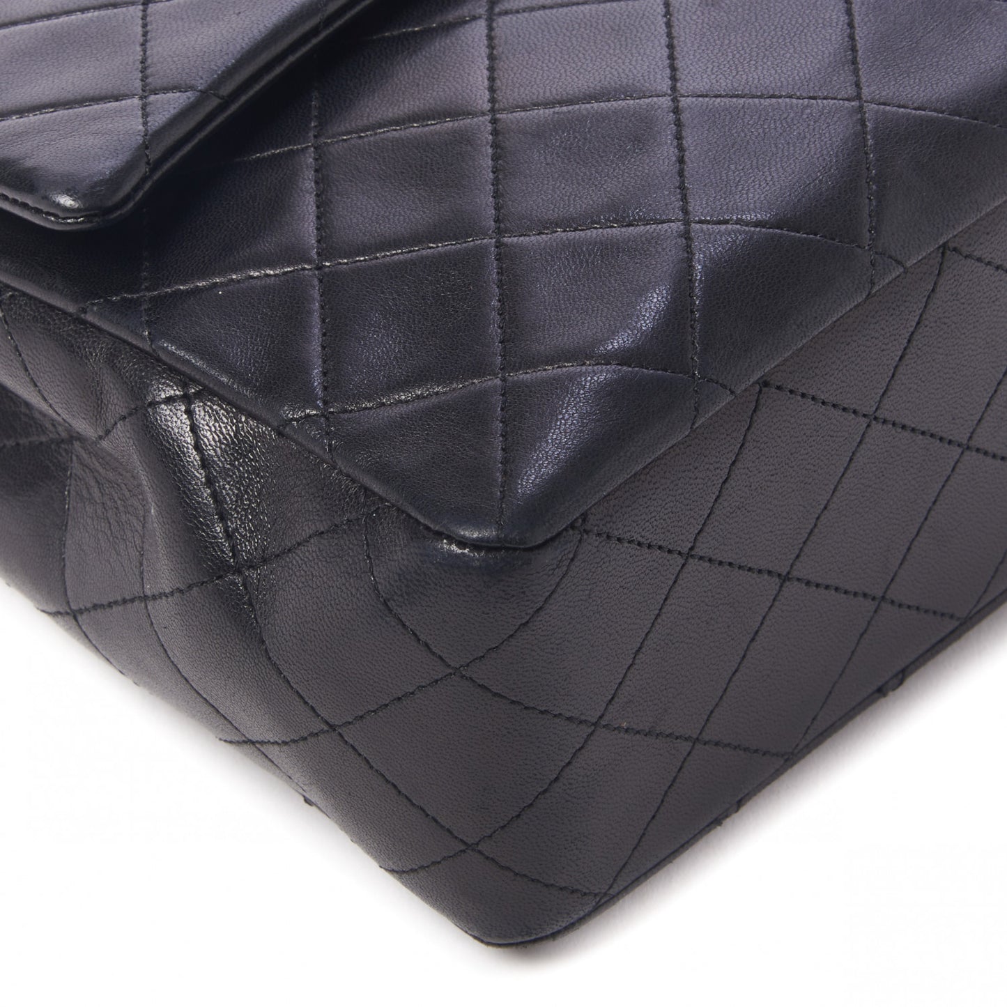 Lambskin Quilted Medium Double Flap Black