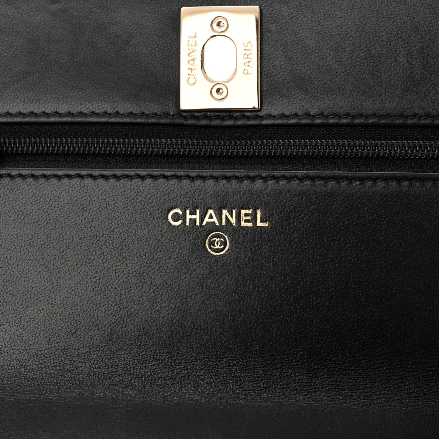 Lambskin Quilted Trendy CC Wallet On Chain WOC Black