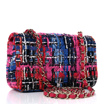 Chanel Tweed Quilted Mini Rectangular Flap Red Pink Black 2 of 10