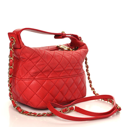 Chanel Lambskin Quilted Small Hobo Red 3 of 10