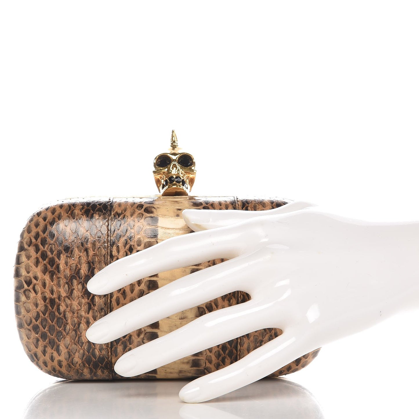 Python Skull Box Clutch Brown