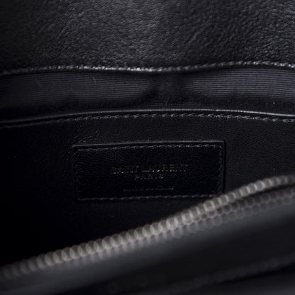 Saint Laurent Sheepskin Matelasse Chevron Monogram Medium College Bag Black 10 of 12