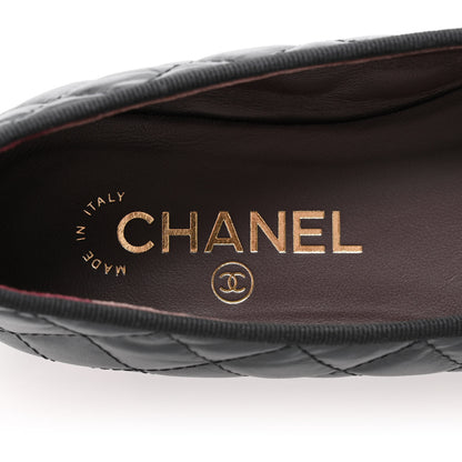 Chanel Aged Calfskin Quilted CC Cap Toe Ballerina Flats 36.5 Black 6 of 10