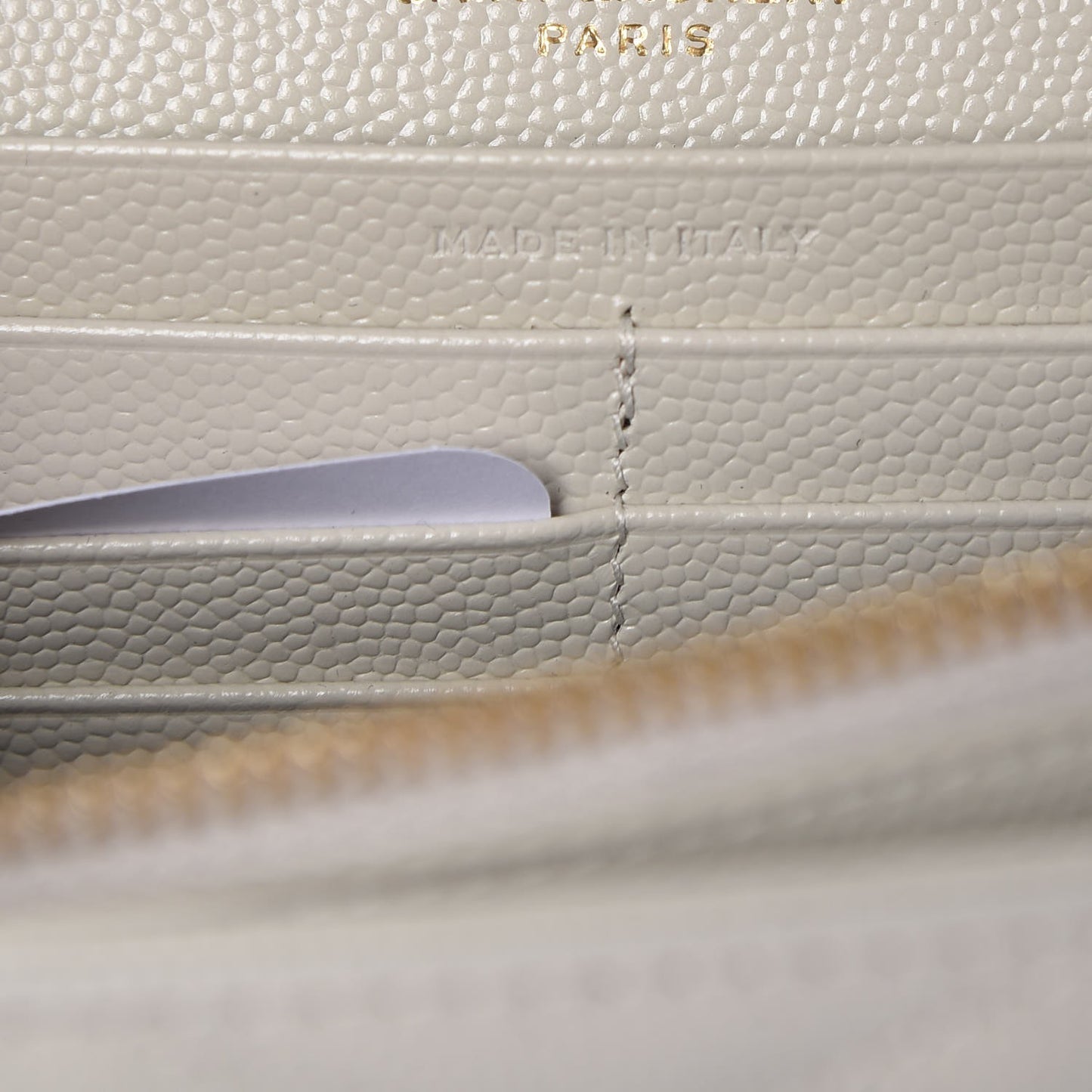 Grain De Poudre Matelasse Chevron Monogram Chain Wallet Ivory