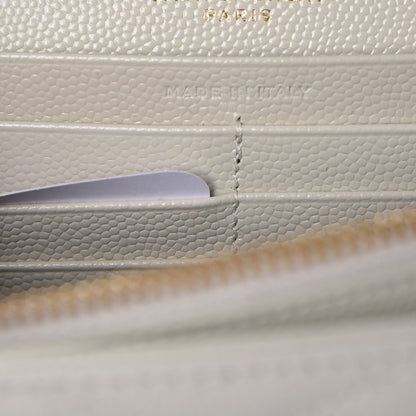 Saint Laurent Grain De Poudre Matelasse Chevron Monogram Chain Wallet Ivory 7 of 8