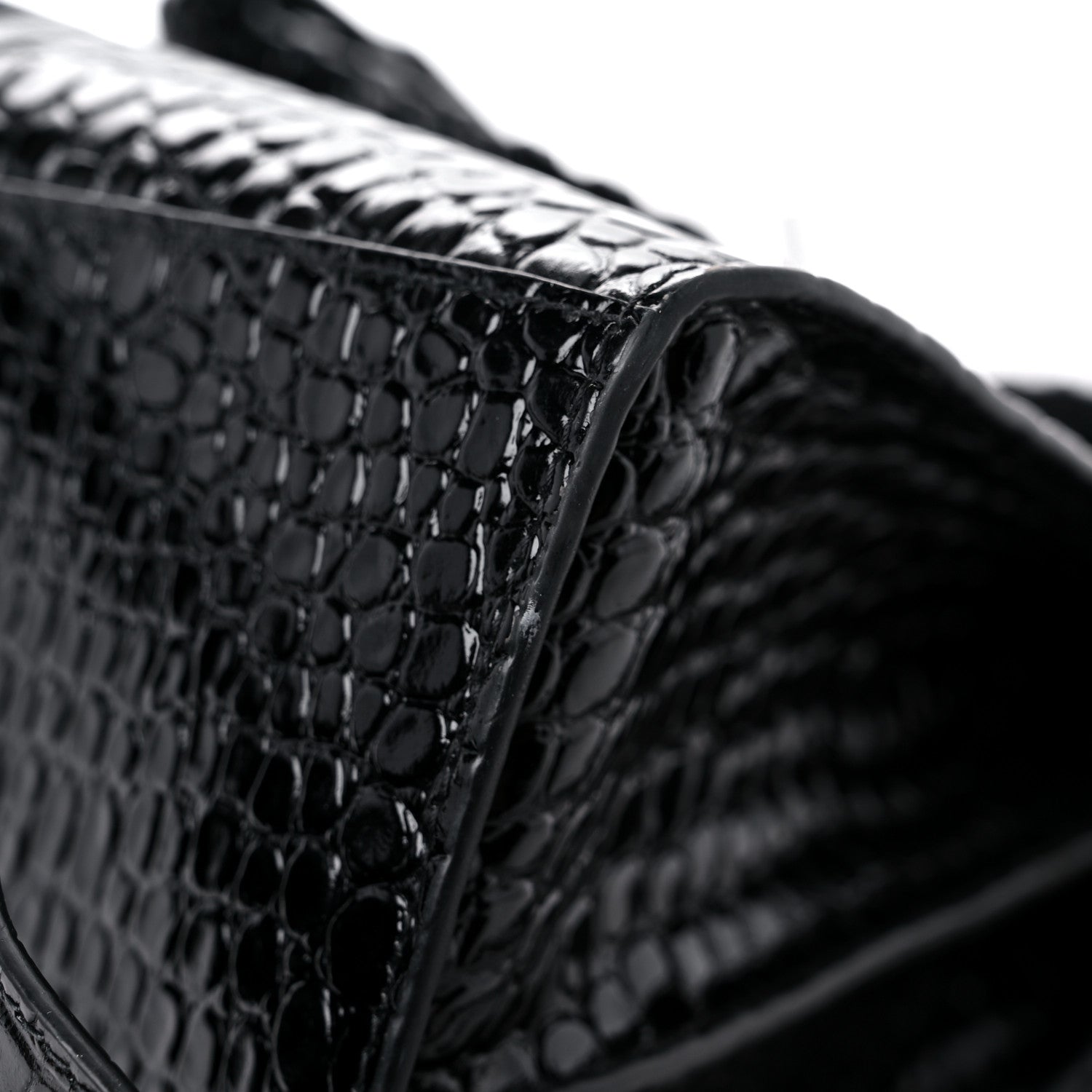 Balenciaga Shiny Supple Calfskin Crocodile Embossed Brass Hardware Neo Classic City Black 10 of 10
