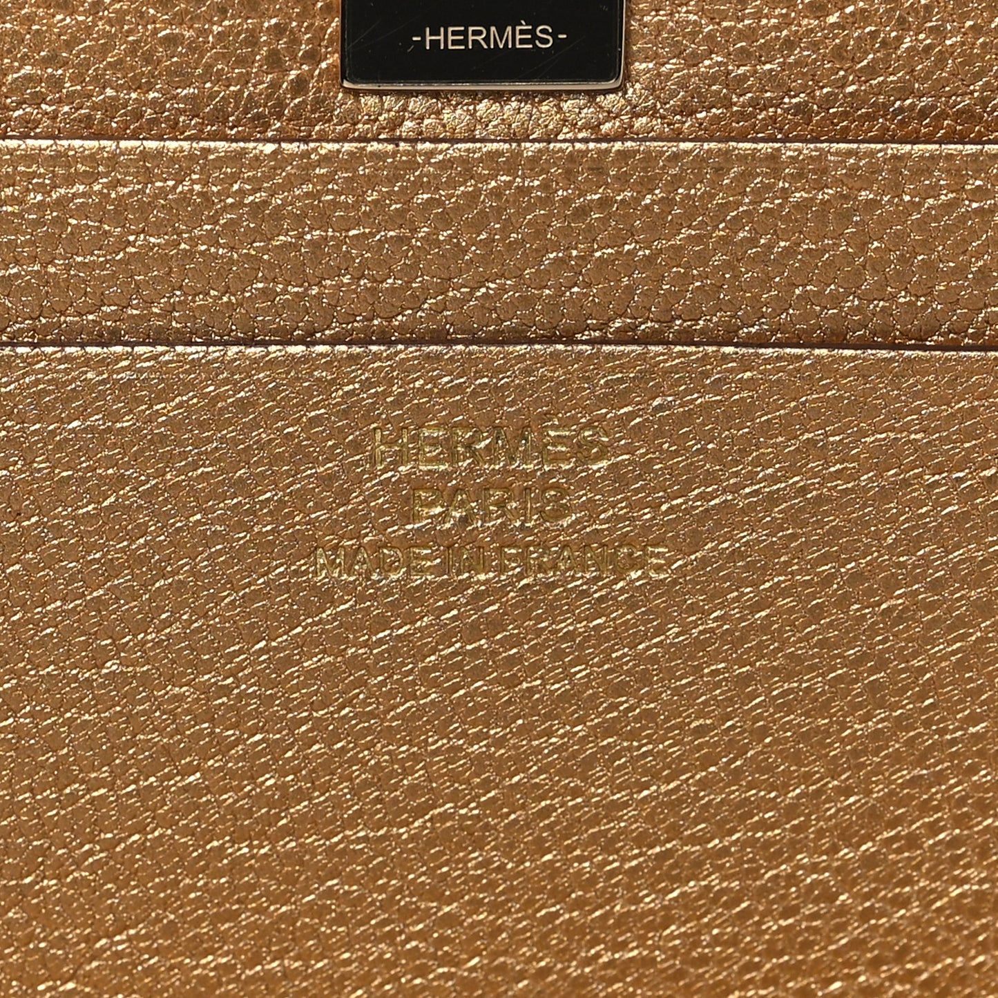 Metallic Chevre Chamkilight Medor Card Holder Dore