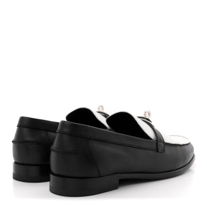 Hermes Calfskin Womens Destin Loafers 39.5 Black White 5 of 11