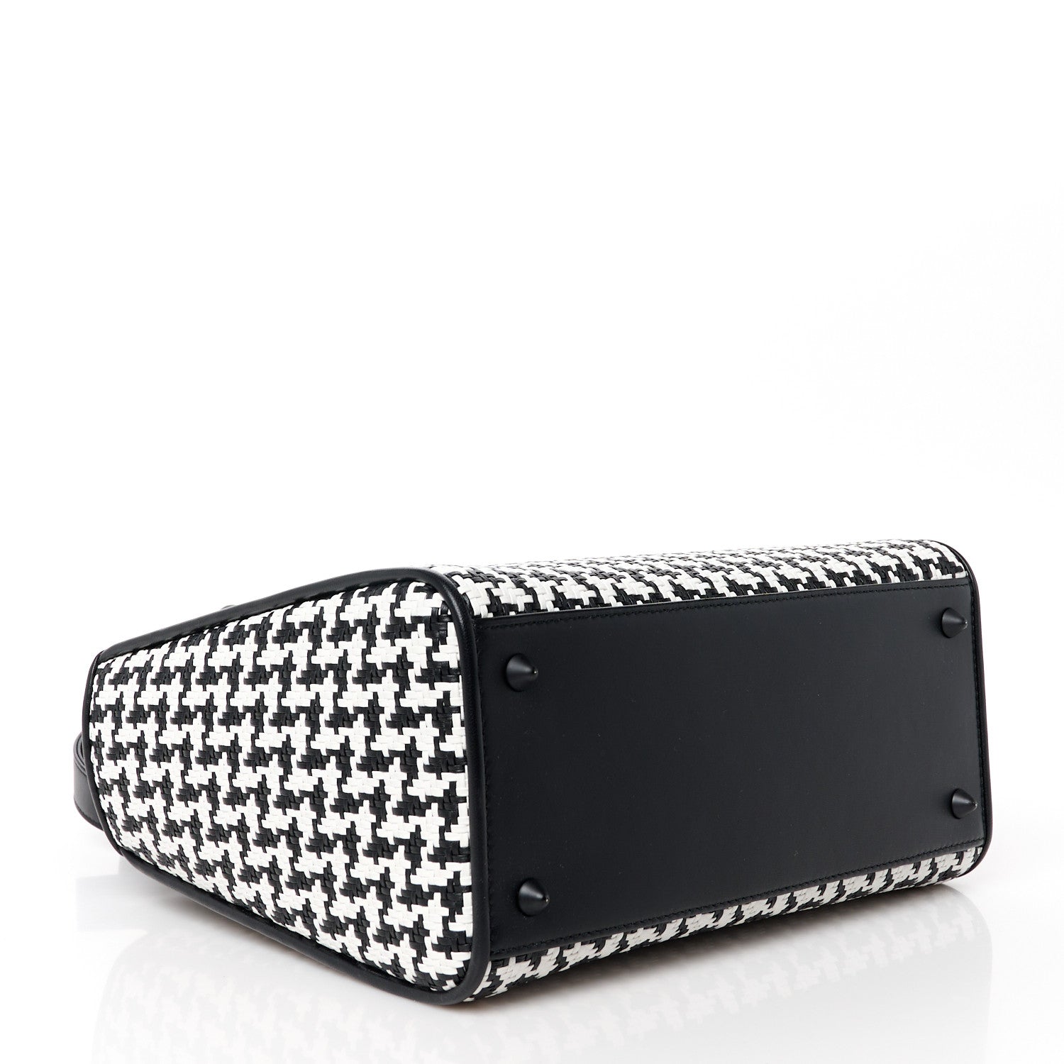 Christian Dior Calfskin Houndstooth Embroidered Medium Lady Dior Black White 3 of 10