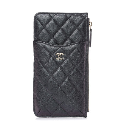 Chanel Iridescent Caviar Quilted Classic Flat Wallet Pouch Black 1 of 7