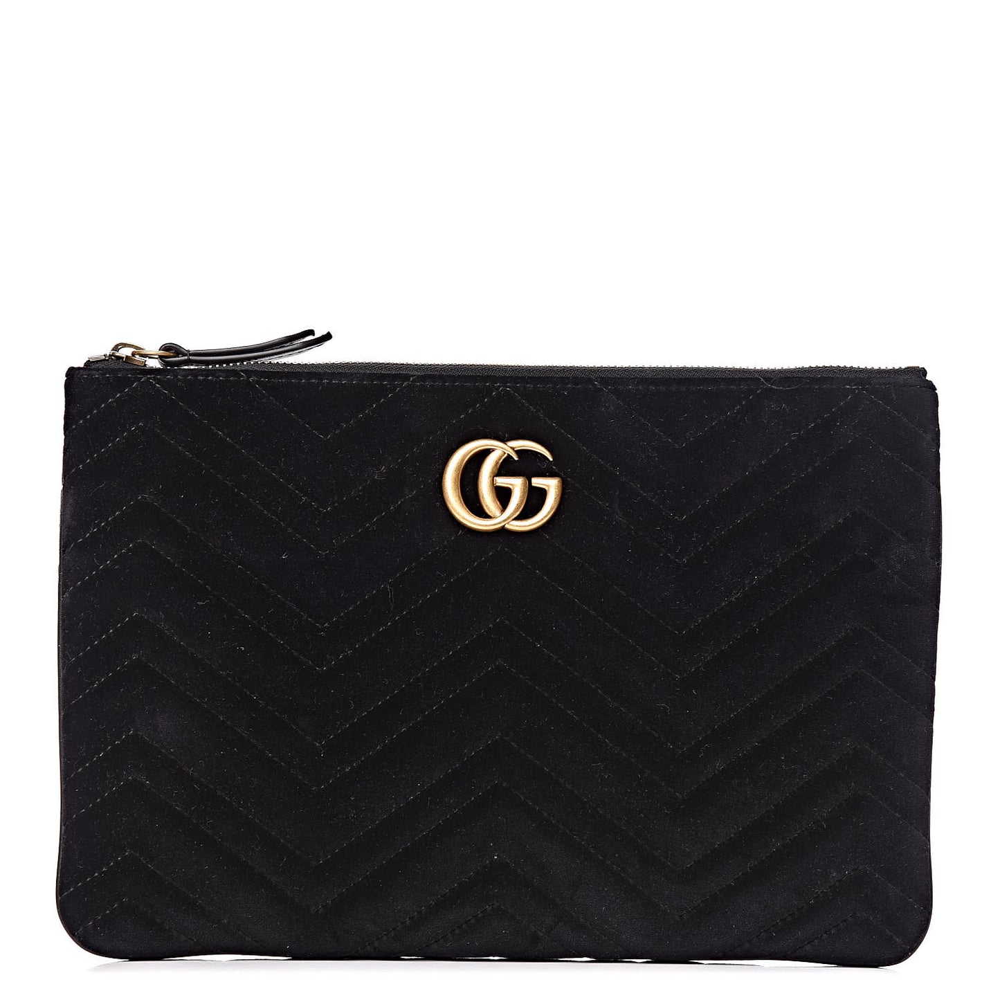 Velvet Matelasse GG Marmont Zip Pouch Black