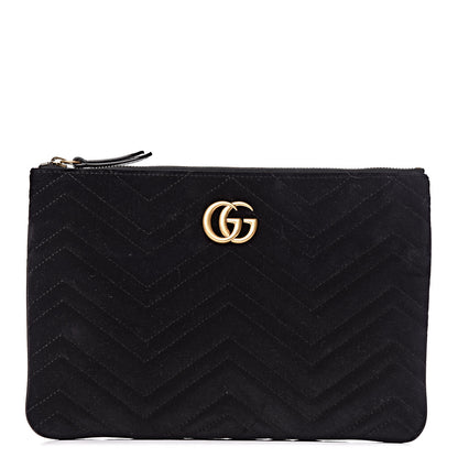 Gucci Velvet Matelasse GG Marmont Zip Pouch Black 1 of 13