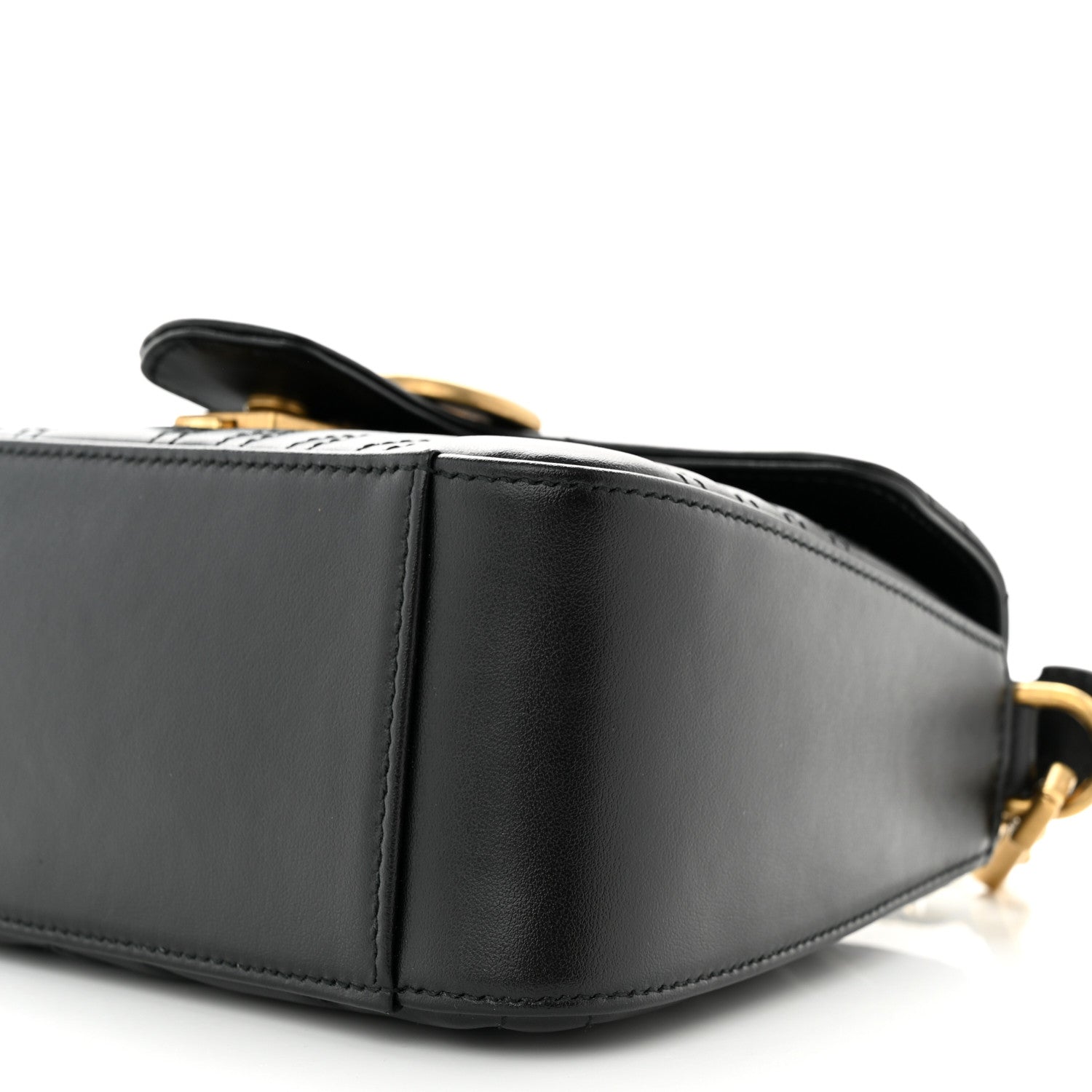 Gucci Calfskin Matelasse Mini GG Marmont Top Handle Shoulder Bag Black 10 of 11