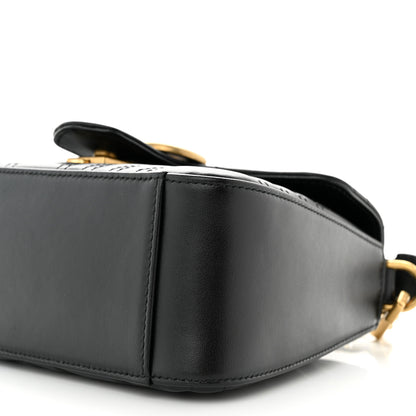 Gucci Calfskin Matelasse Mini GG Marmont Top Handle Shoulder Bag Black 10 of 11