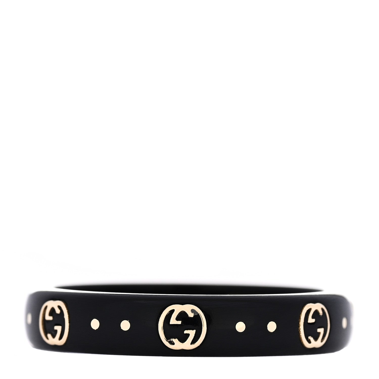 Gucci 18K Yellow Gold Synthetic Corundum Icon Ring 58 8.25 64/10.75 Black 1 of 6