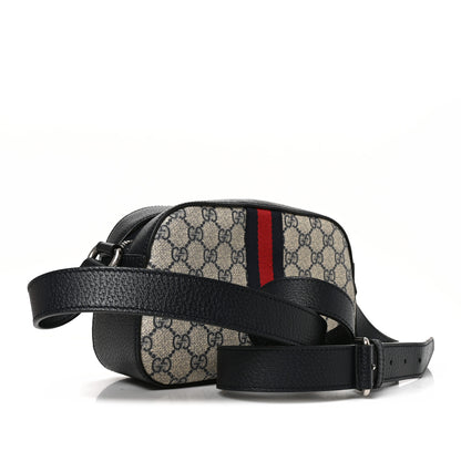 Gucci GG Supreme Monogram Textured Dollar Calfskin Web Small Ophidia Camera Bag Beige Blue 3 of 10