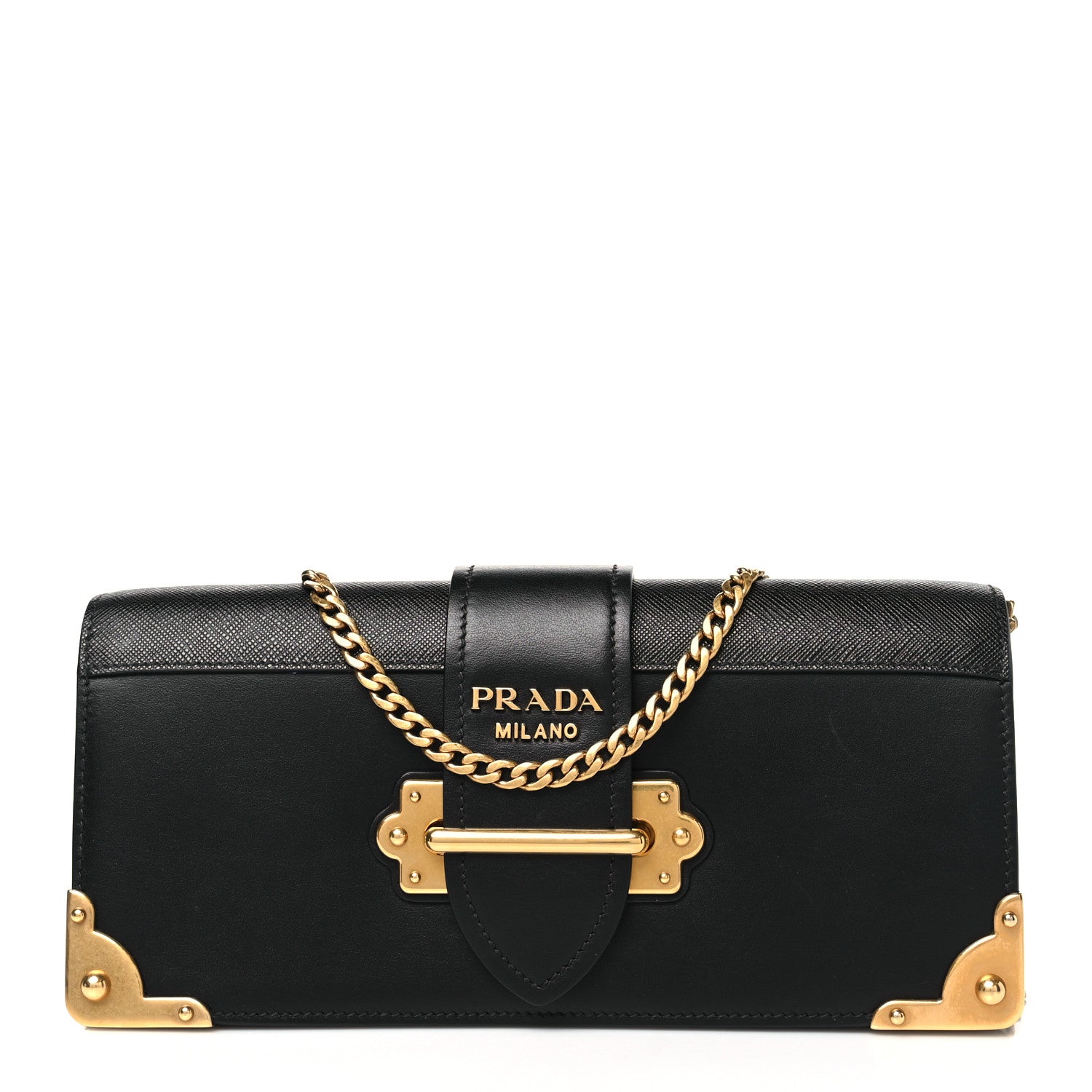 Prada City Calfskin Saffiano Cahier Pochette Black 1 of 10
