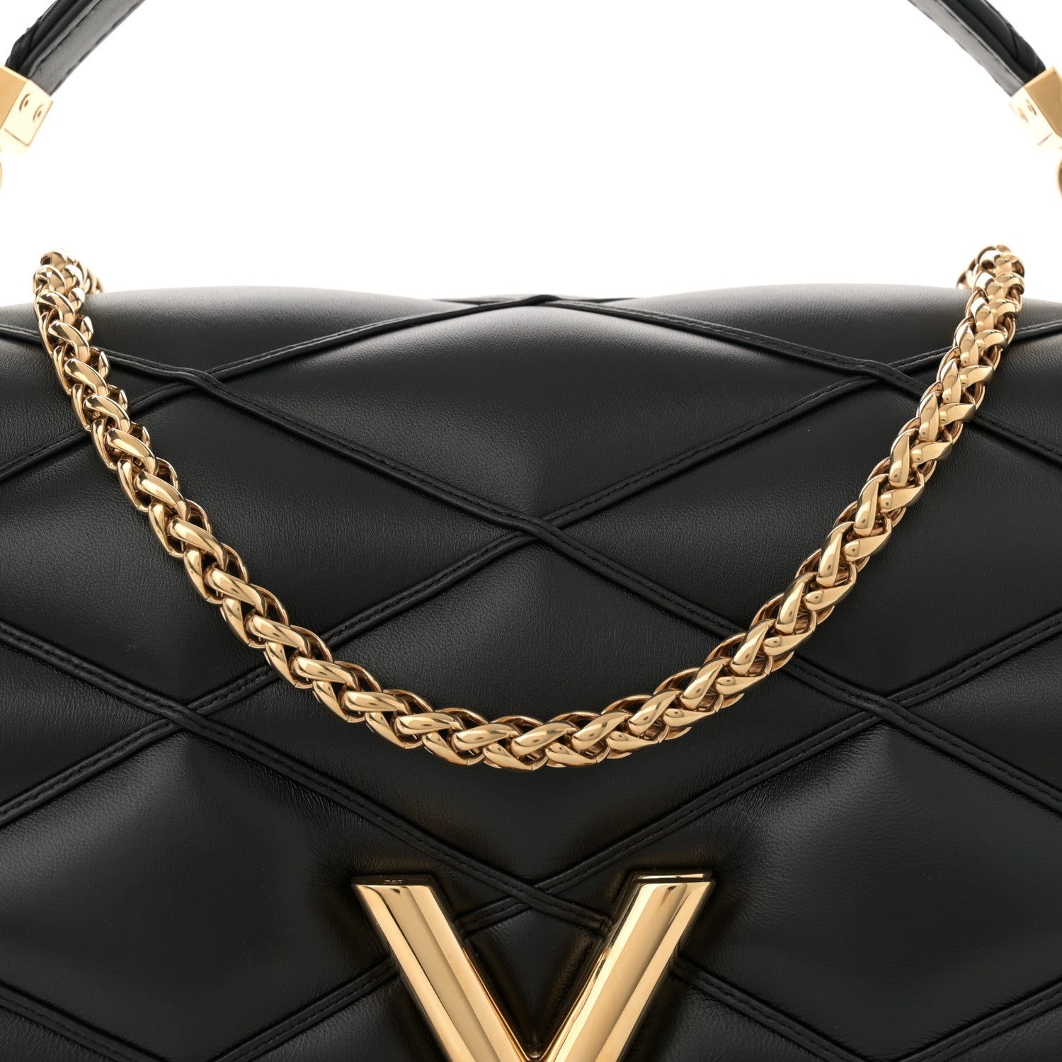 Louis Vuitton Lambskin Malletage Top Handle GO-14 GM Black 8 of 14