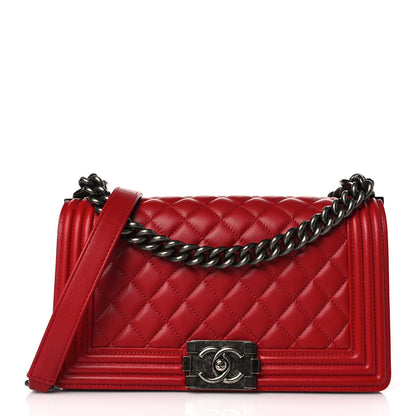 Chanel Calfskin Quilted Medium Boy Flap Red 1 of 9