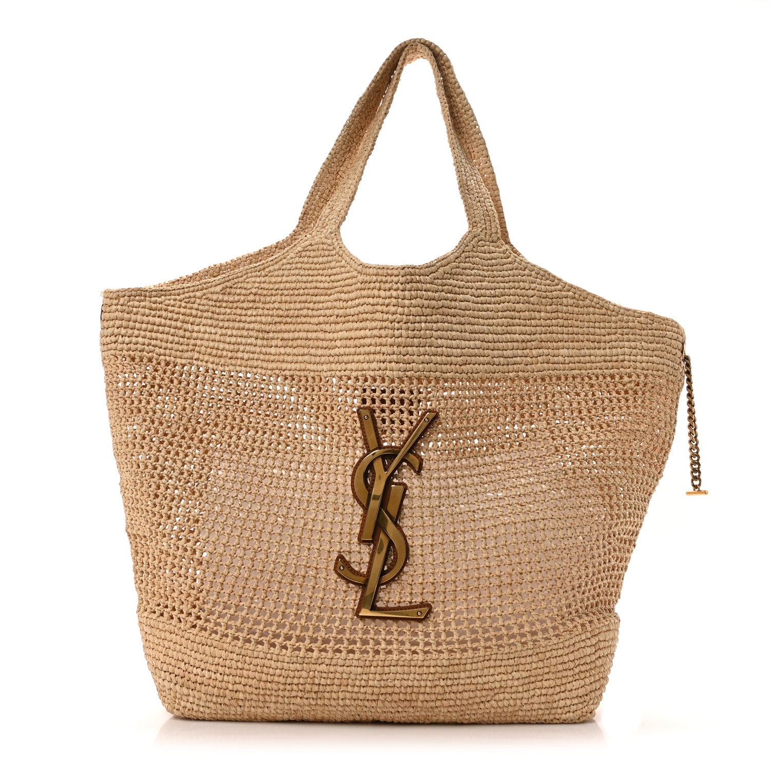 Saint Laurent Raffia Icare Shopping Tote Natural 1 of 10