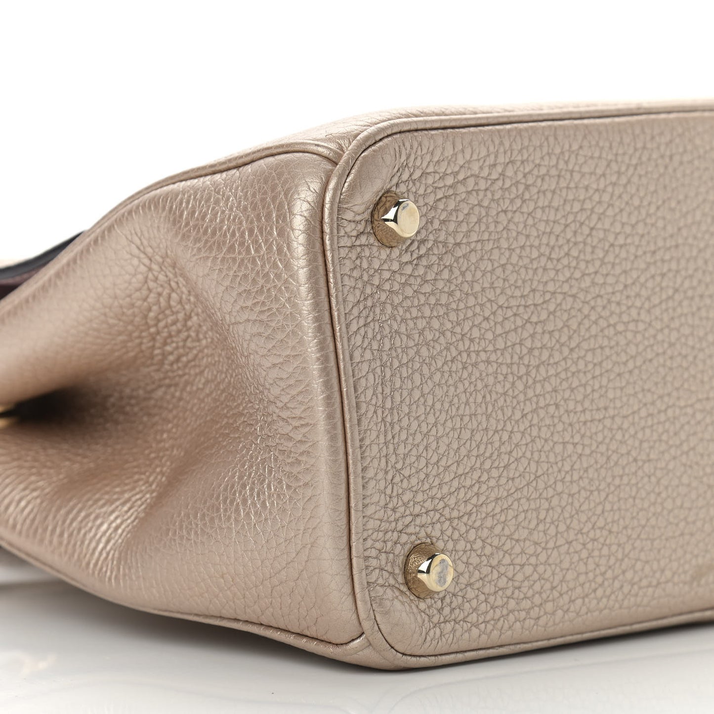 Metallic Bullcalf Small Be Dior Flap Pale Gold