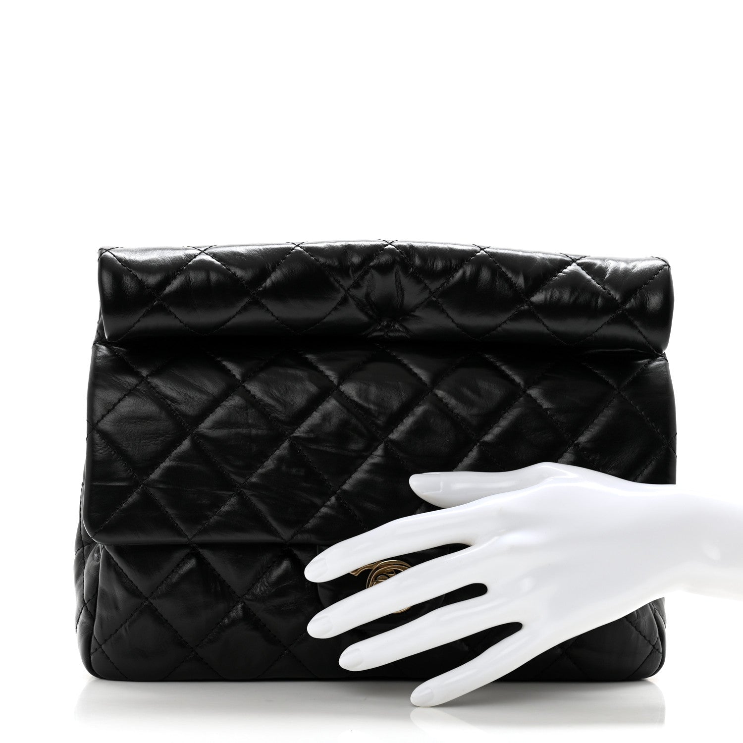 Chanel Crumpled Calfskin Quilted Clutch Black 2 of 10