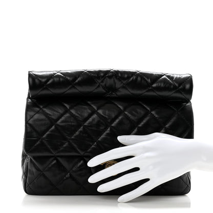 Chanel Crumpled Calfskin Quilted Clutch Black 2 of 10