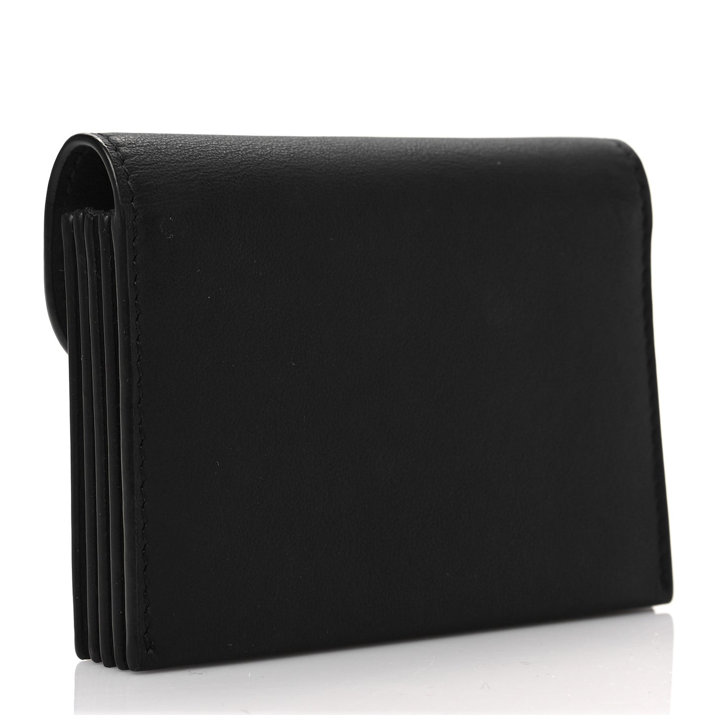 Ultra Matte Calfskin Saddle 5-Gusset Card Holder Black