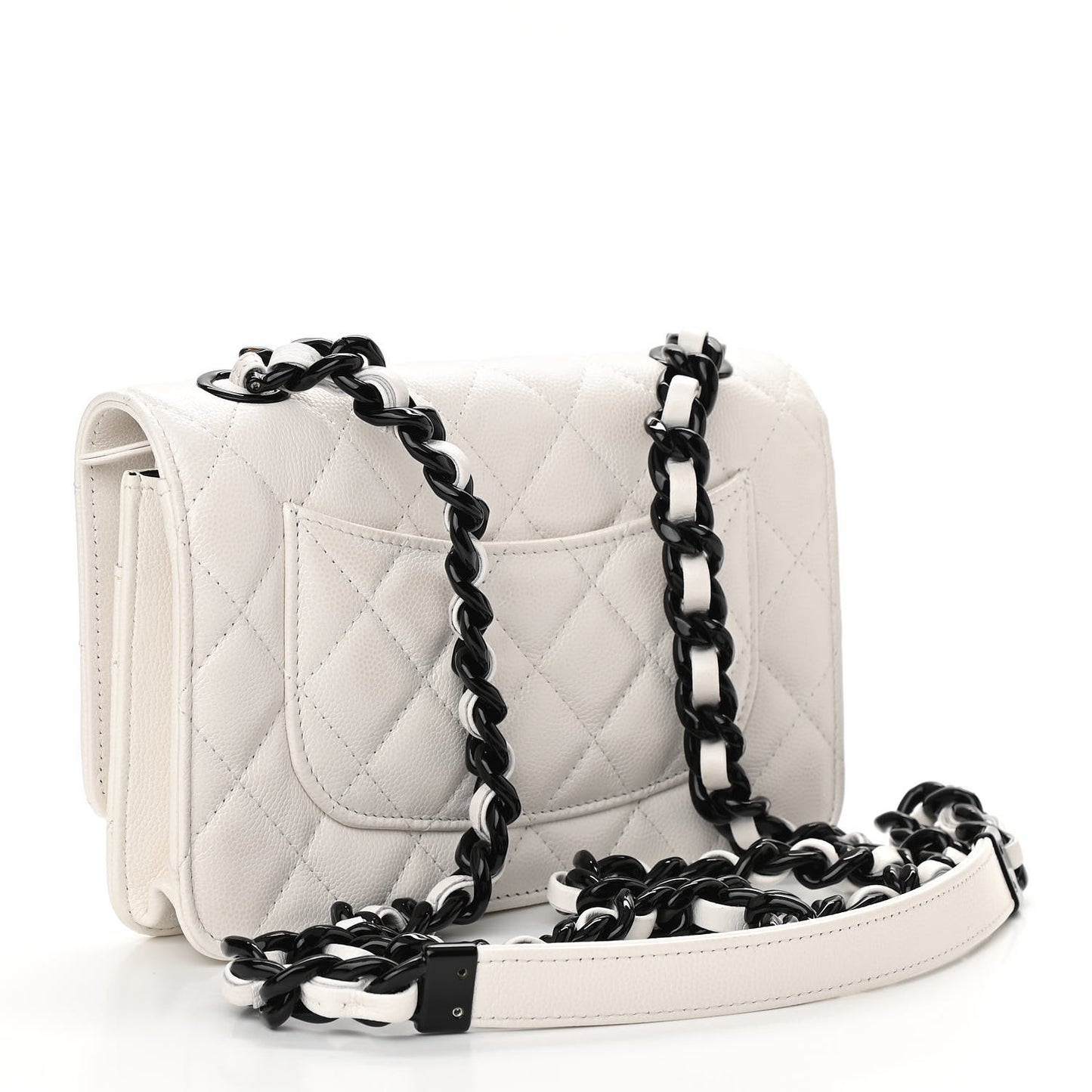 Caviar Quilted My Everything Wallet On Chain WOC White