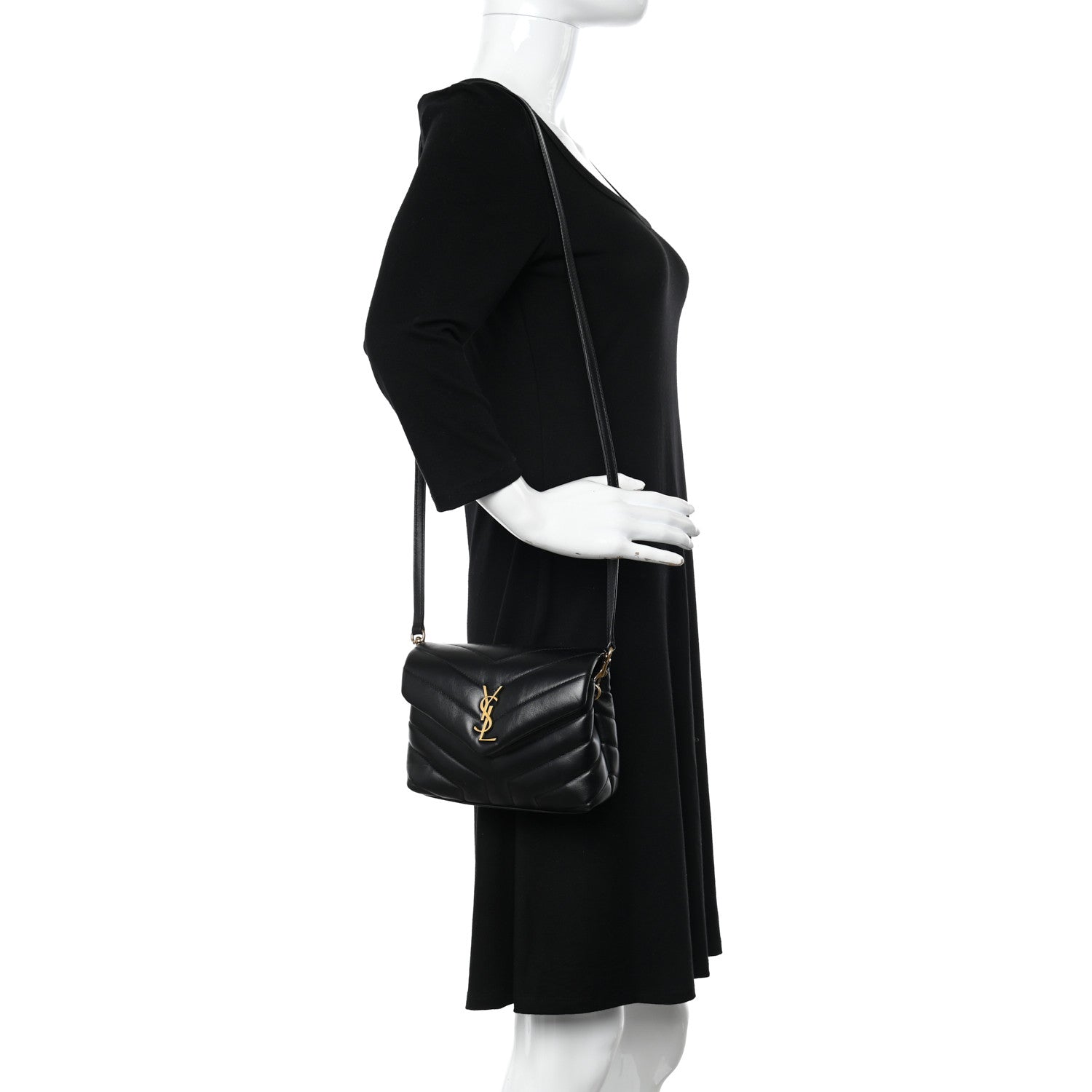 Saint Laurent Calfskin Y Quilted Monogram Toy Loulou Crossbody Bag Black 2 of 11